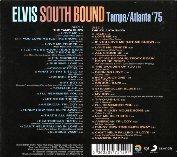 Cd Ftd 5” 2 Cd Set Elvis Presley South Bound - Image 4